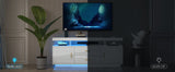 High Gloss Entertainment Center White with 3-Colors Lighting, LED Modern TV Stand for 65+ inch TV, Home Storage Cabinet