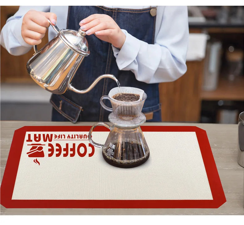 Silicone Coffee Maker Mat for Countertops, Coffee Bar Accessories-Table Mat Under Appliance, Dish Drying Mat for Kitchen - Crystal Decor Shop