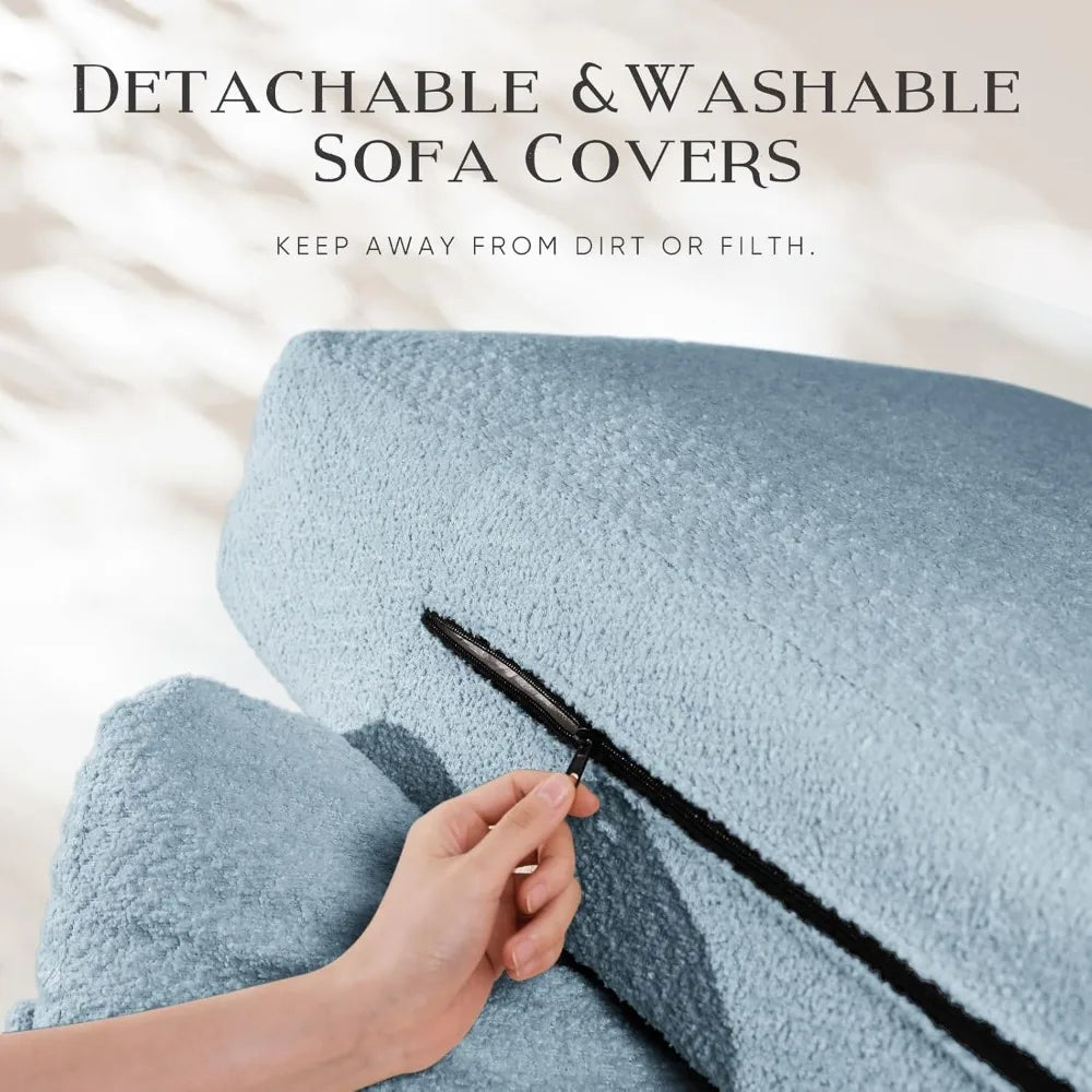Couches for Living Room, 89" Sofa Couch with Extra Deep 3 Seats, Tool-Free Setup Sofa Bed, Modern Cotton Chenille Fabric Sleeper