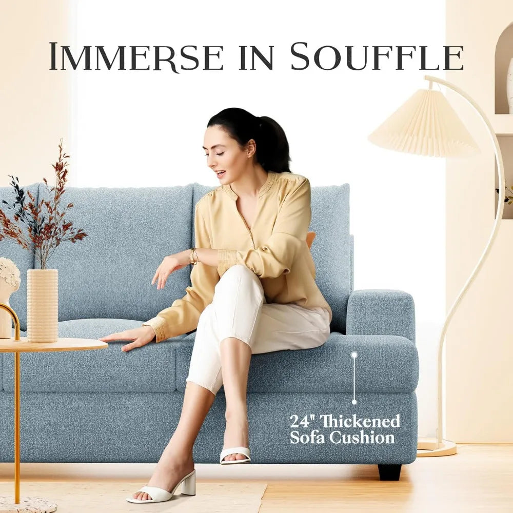 Couches for Living Room, 89" Sofa Couch with Extra Deep 3 Seats, Tool-Free Setup Sofa Bed, Modern Cotton Chenille Fabric Sleeper
