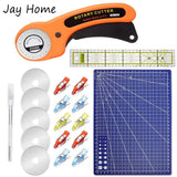 15Pcs 45mm Rotary Cutter Kit & Mat & Patchwork Ruler & Sewing Clips - Crystal Decor Shop