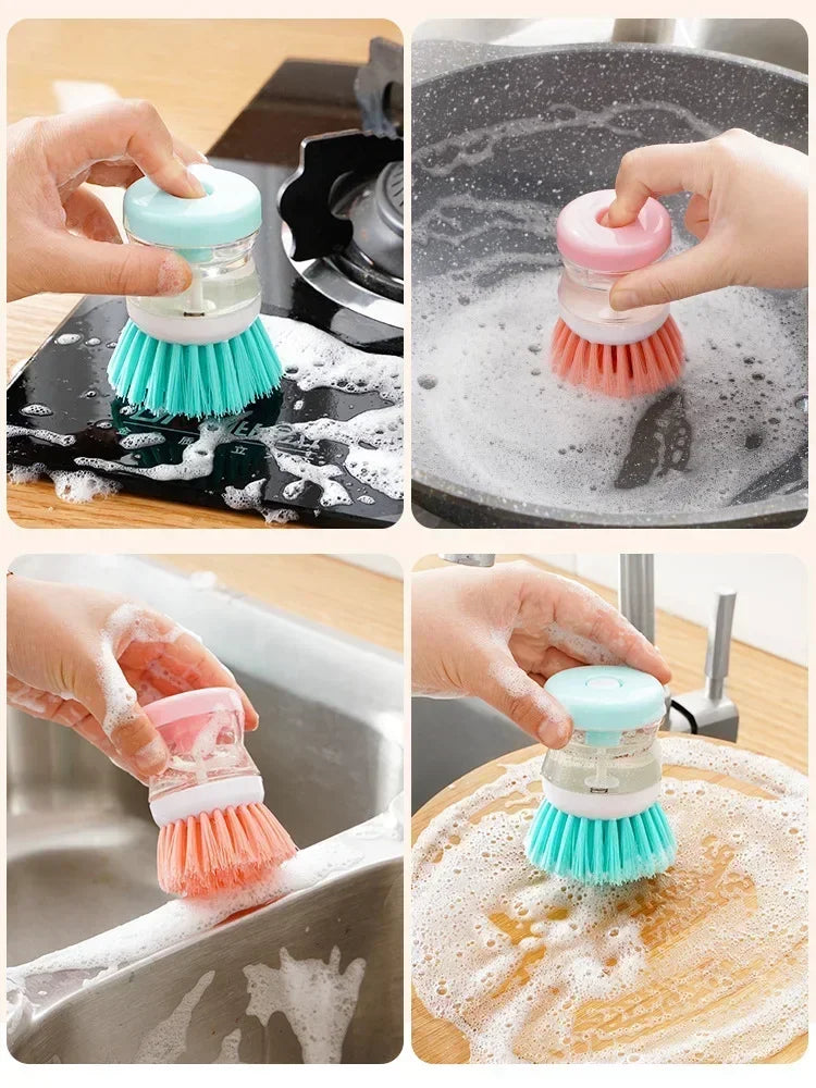 Kitchen Wash Pot Dish Brush Astronaut Washing Utensils with Automatic Soap Liquid Dispenser Household Cleaning Accessories