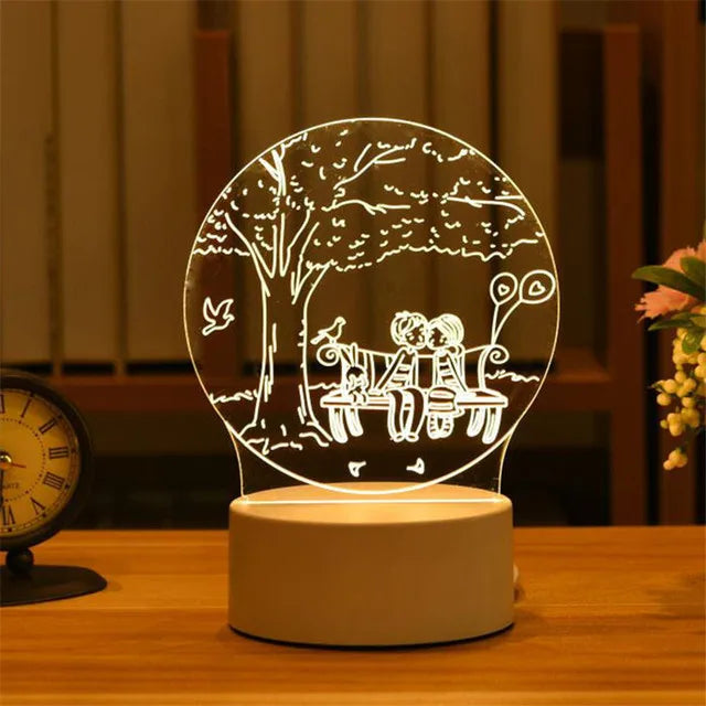 Romantic Love 3D Acrylic Led Lamp - Crystal Decor Shop