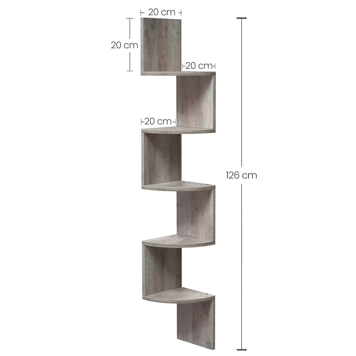VASAGLE Corner Shelf Wall Mount, 5-Tier Floating Corner Bookshelf, Plant Shelf for Bedroom, Living Room, Bathroom, Home Office