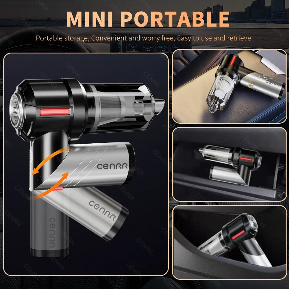 CENRR High Pressure Car Vacuum Cleaner Portable Handheld Mini Vacuum Cleaner Cordless Strong Suction Car Cleaner Home Appliance - Crystal Decor Shop