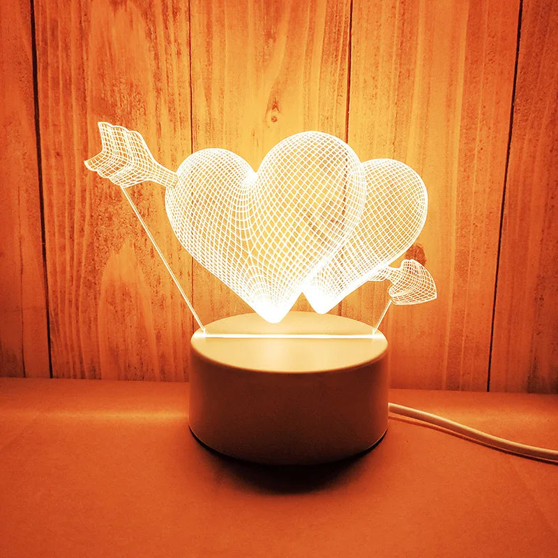 Romantic Love 3D Acrylic Led Lamp - Crystal Decor Shop