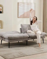 Sectional Couches for Living Room, L-Shaped Couch 3 Seats Sofas with Storage Chaise & 2 Cup Holders, Small Sofa for