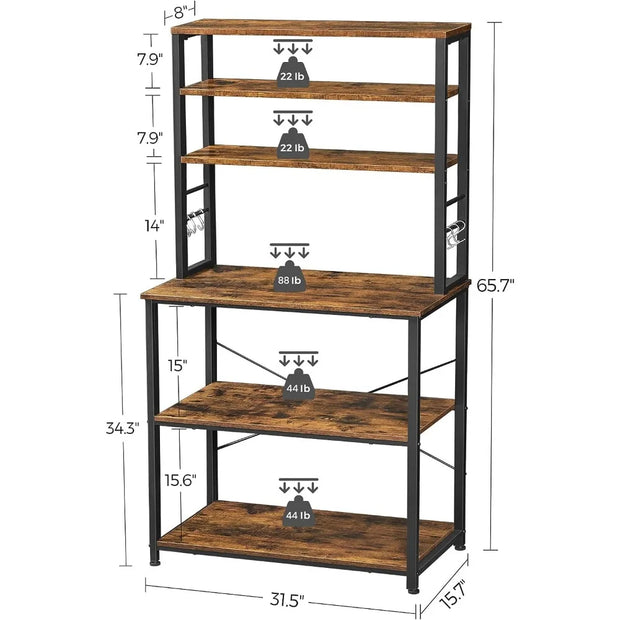 6-Tier Industrial Kitchen Rack