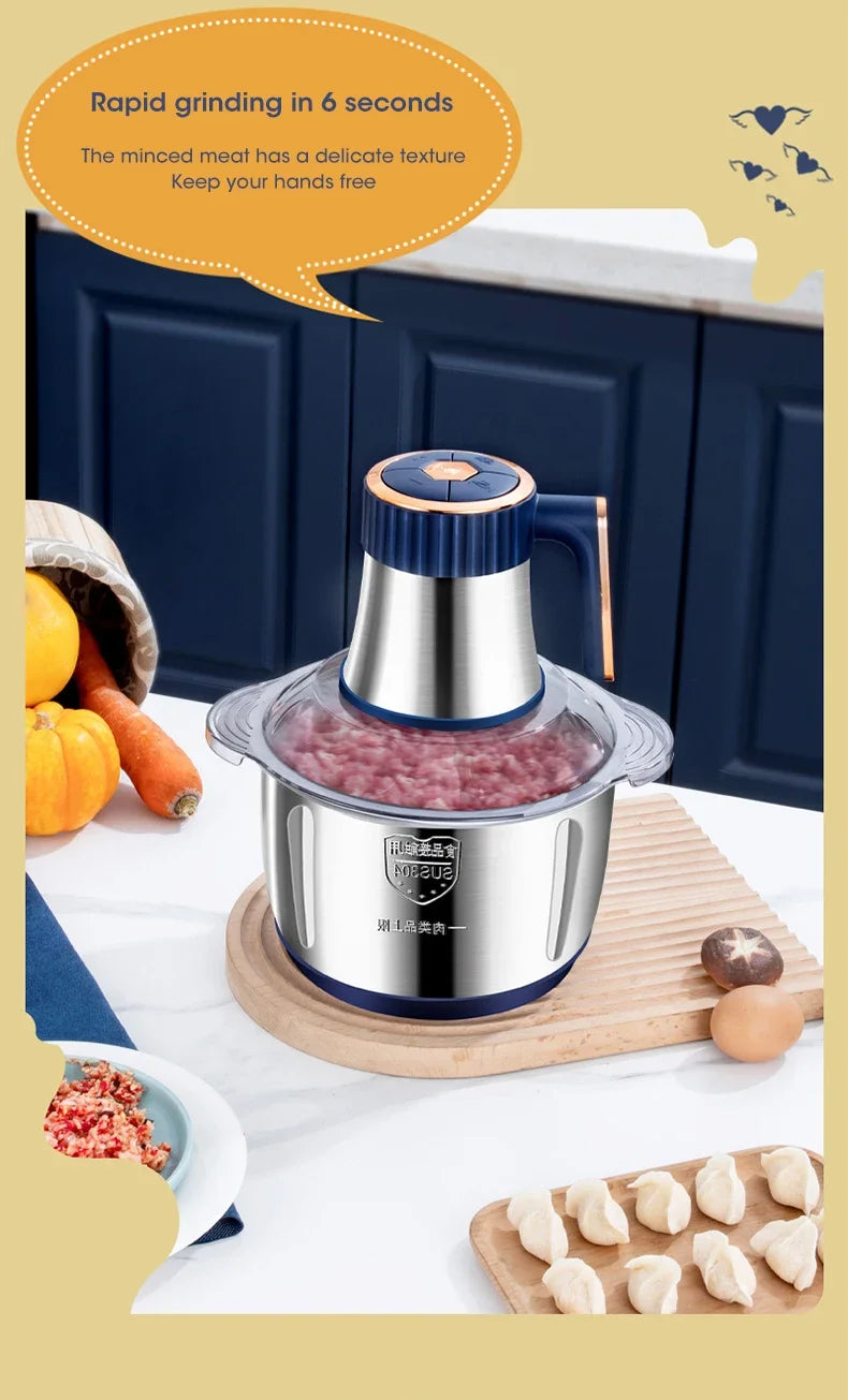 Electric Meat Grinder 304 Stainless Food Crusher Multifunction