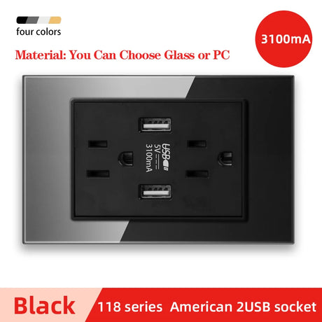 Herepow 118 Series Thailand American Standard Dual USB Wall Socket Smart Home Appliance Plug Adapter Type-c 3.1A Fast Charging - Crystal Decor Shop