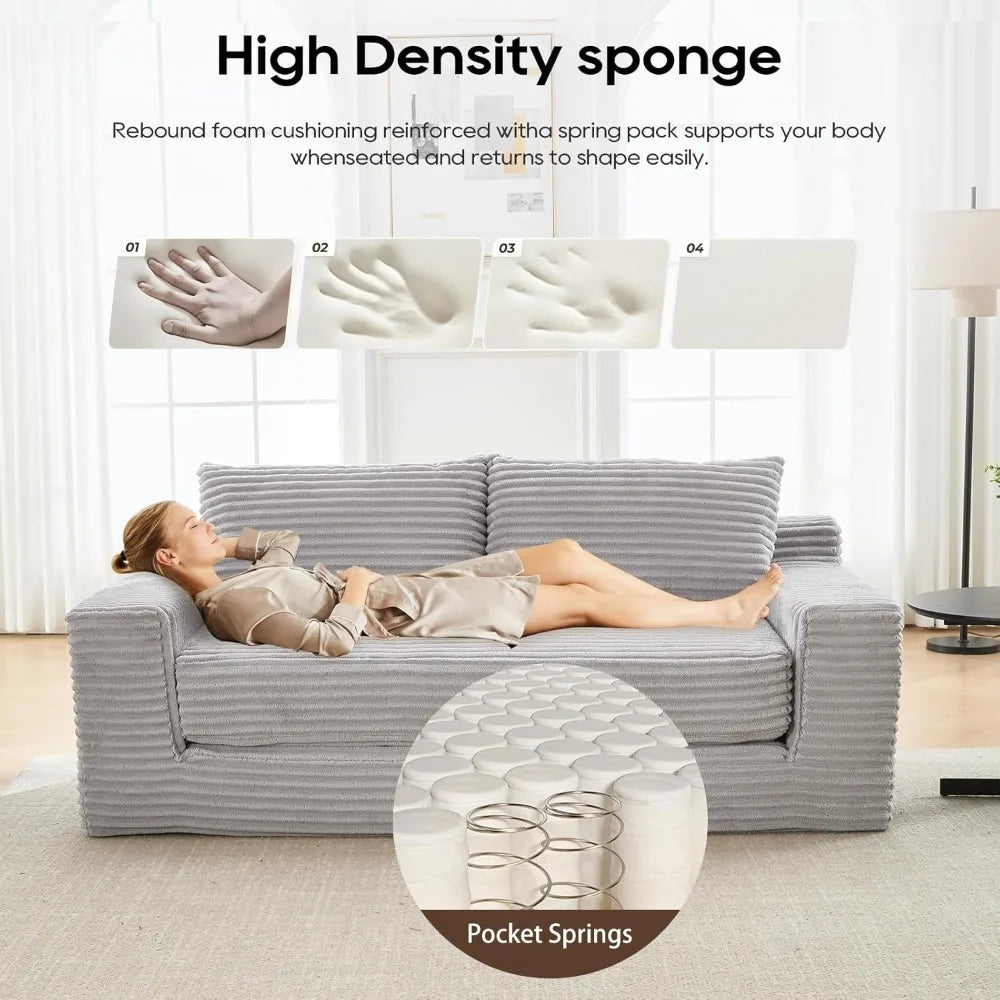 70.78" Loveseat Sofa, Comfy Deep Seat, Modern Small Corduroy Couch for Living Room, Bedroom, Apartment, Home Office, No Assembly