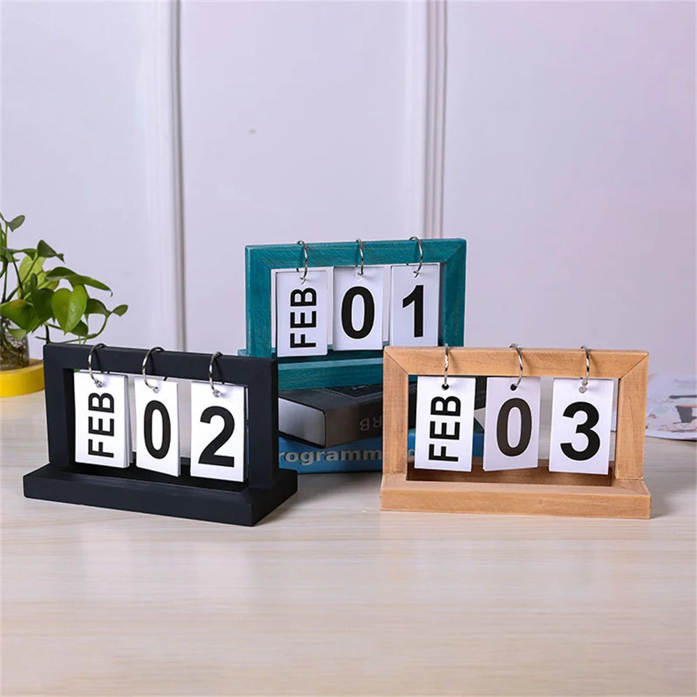 Wooden Perpetual Calendars Flip - Crystal Decor Shop