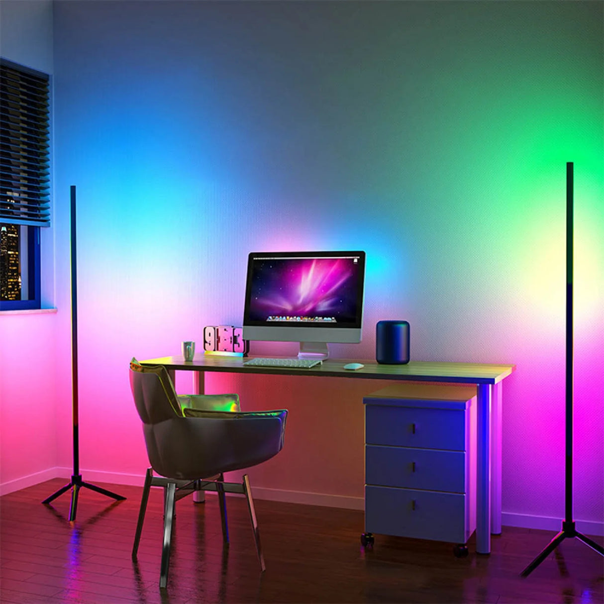 Voice Control RGB Corner Floor Lamp - Crystal Decor Shop