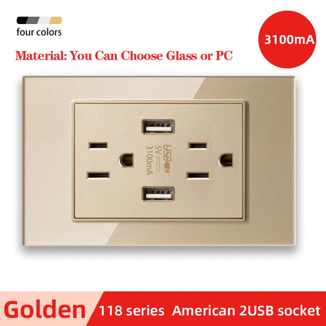Herepow 118 Series Thailand American Standard Dual USB Wall Socket Smart Home Appliance Plug Adapter Type-c 3.1A Fast Charging - Crystal Decor Shop