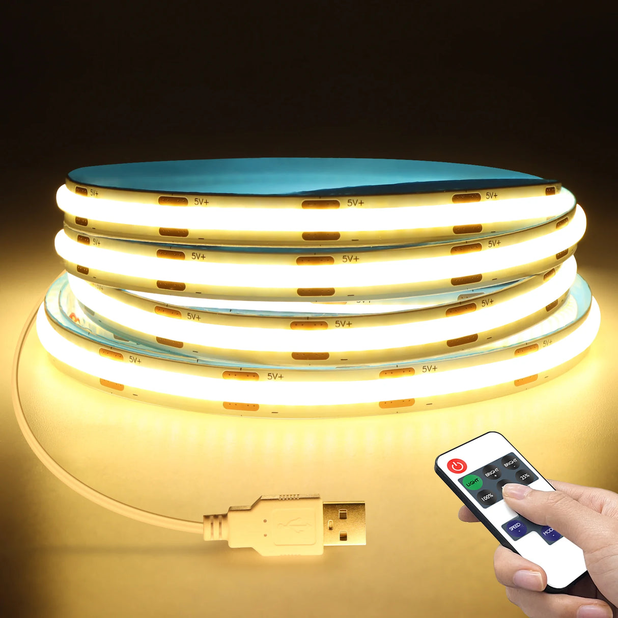 DC5V USB Dimmable COB LED Strip - Crystal Decor Shop