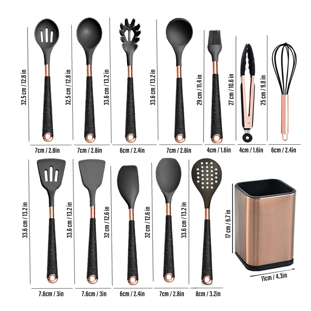 Silicone Cooking Utensils Set - Crystal Decor Shop