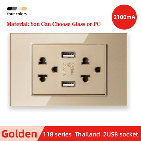 Herepow 118 Series Thailand American Standard Dual USB Wall Socket Smart Home Appliance Plug Adapter Type-c 3.1A Fast Charging - Crystal Decor Shop