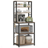 VASAGLE Coffee Bar, 6-Tier Kitchen Shelves with 6 Hooks, Baker’s Rack for Kitchen, Microwave Stand, Industrial