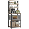 VASAGLE Coffee Bar, 6-Tier Kitchen Shelves with 6 Hooks, Baker’s Rack for Kitchen, Microwave Stand, Industrial