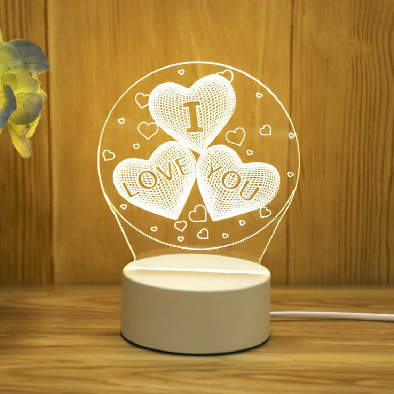 Romantic Love 3D Acrylic Led Lamp - Crystal Decor Shop