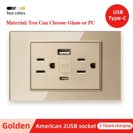 Herepow 118 Series Thailand American Standard Dual USB Wall Socket Smart Home Appliance Plug Adapter Type-c 3.1A Fast Charging - Crystal Decor Shop