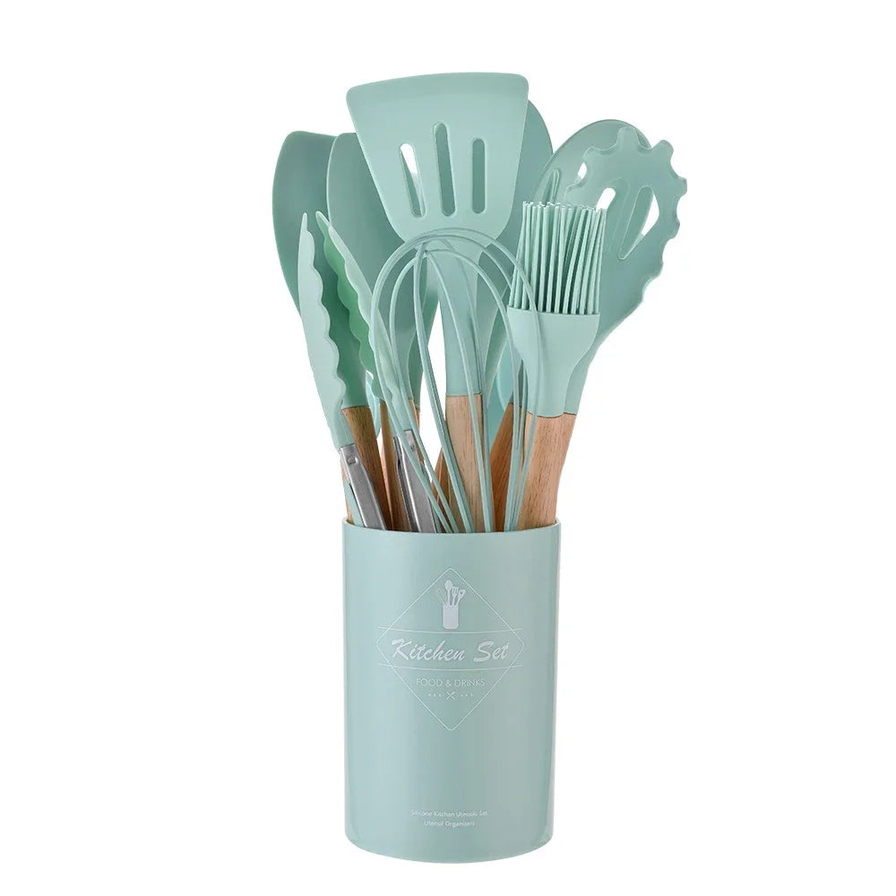 12Pcs Silicone Cooking Utensils - Crystal Decor Shop