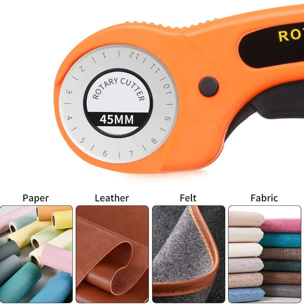 15Pcs 45mm Rotary Cutter Kit & Mat & Patchwork Ruler & Sewing Clips - Crystal Decor Shop