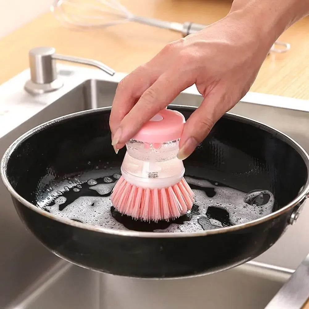 Kitchen Wash Pot Dish Brush Astronaut Washing Utensils with Automatic Soap Liquid Dispenser Household Cleaning Accessories