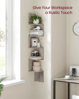 VASAGLE Corner Shelf Wall Mount, 5-Tier Floating Corner Bookshelf, Plant Shelf for Bedroom, Living Room, Bathroom, Home Office