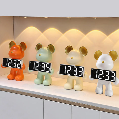 Bear Clock Table Figurine