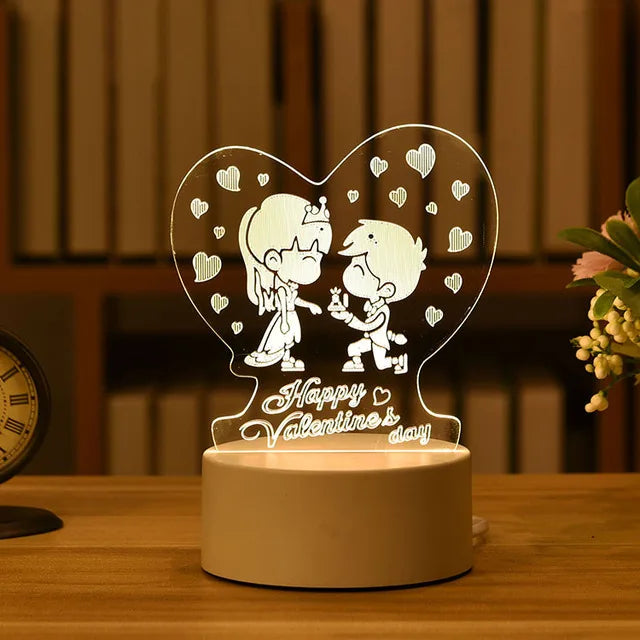 Romantic Love 3D Acrylic Led Lamp - Crystal Decor Shop