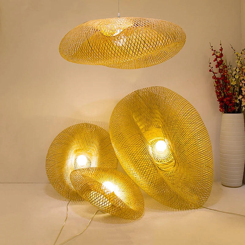 HandMade Vintage Bamboo Weaving LED Pendant Light - Crystal Decor Shop