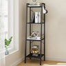 Ladder Shelf, Bookshelf Bookcase, Freestanding Corner Storage Shelve with 2 Hooks for Home Office, Living Room, Kitchen, Bedroom
