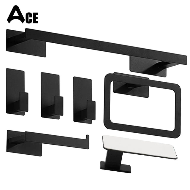 Bathroom Accessories Set Matte Black Wall Shelf - Crystal Decor Shop