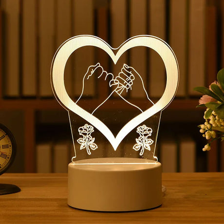 Romantic Love 3D Acrylic Led Lamp - Crystal Decor Shop