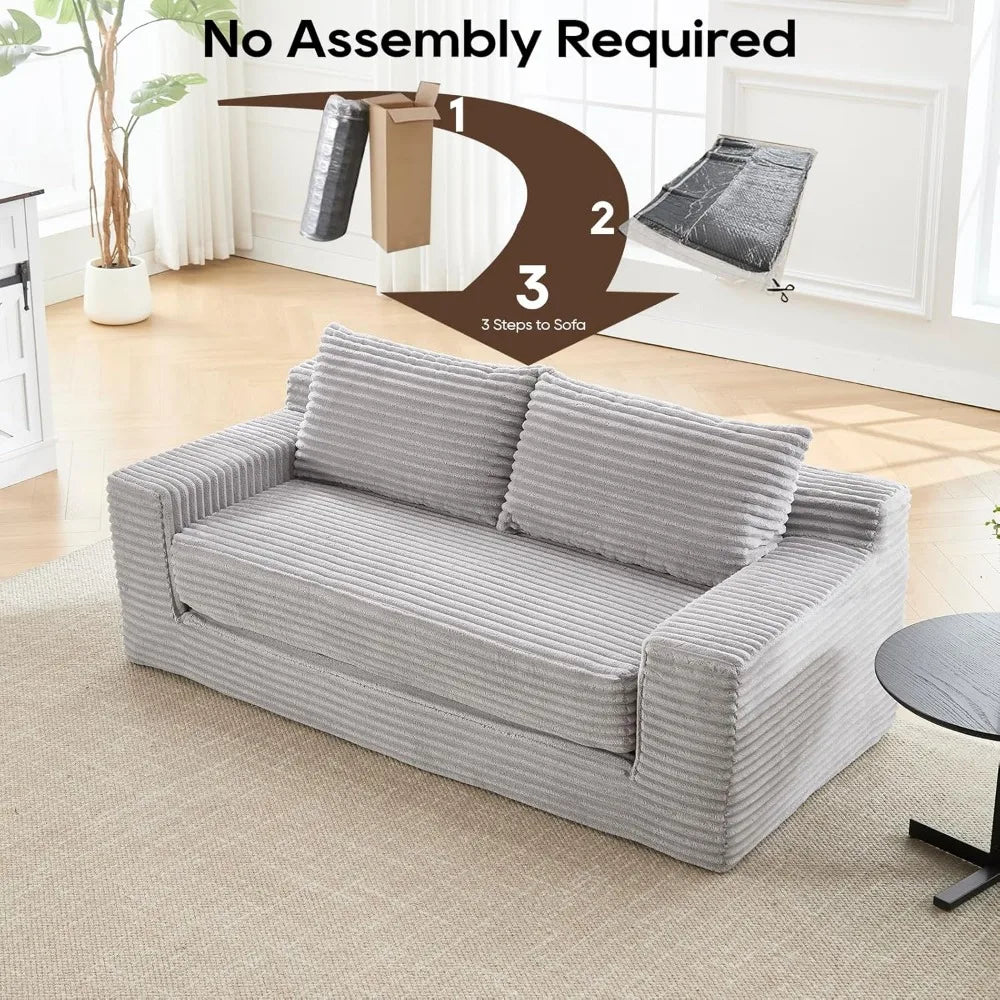 70.78" Loveseat Sofa, Comfy Deep Seat, Modern Small Corduroy Couch for Living Room, Bedroom, Apartment, Home Office, No Assembly
