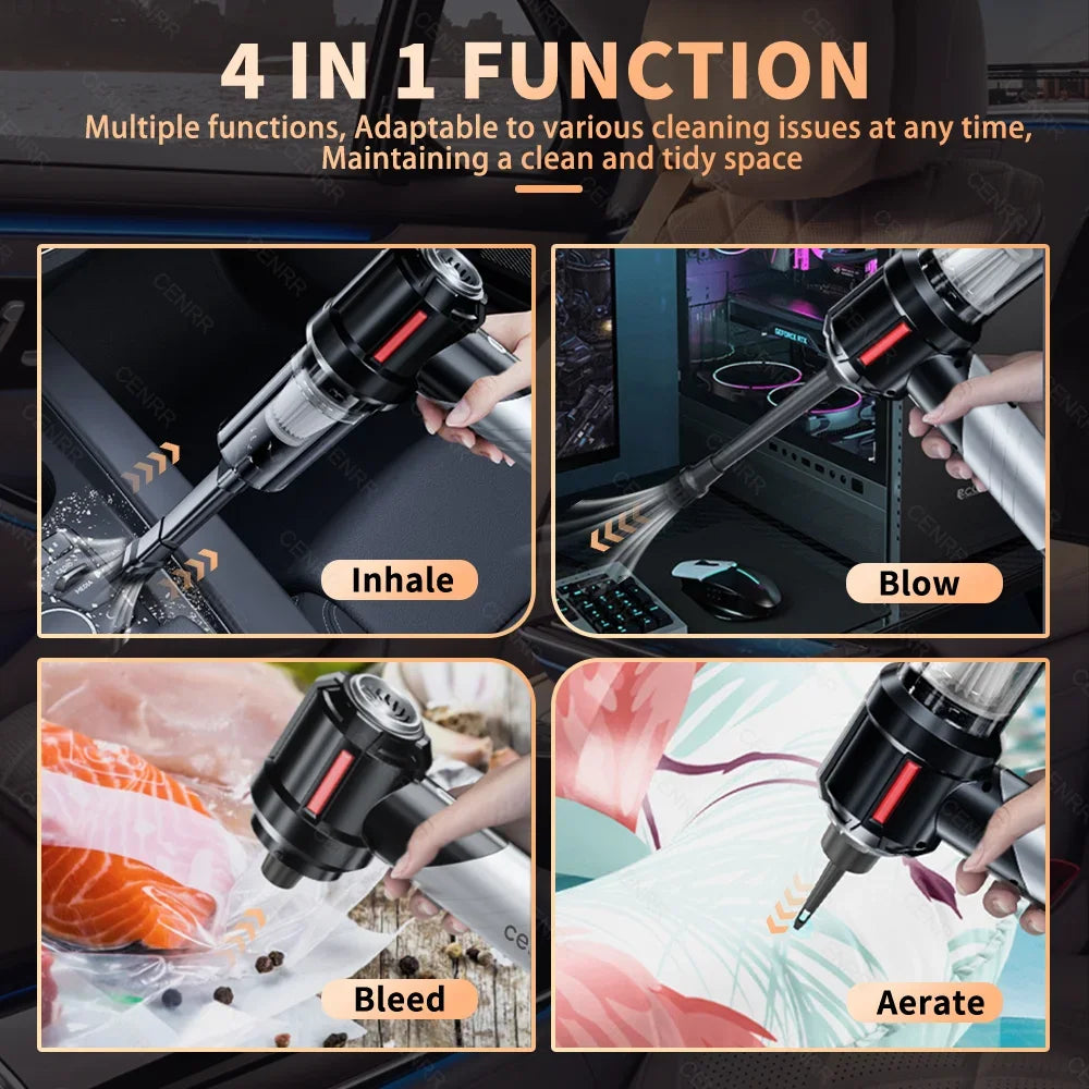 CENRR High Pressure Car Vacuum Cleaner Portable Handheld Mini Vacuum Cleaner Cordless Strong Suction Car Cleaner Home Appliance - Crystal Decor Shop
