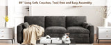 89 inch 3-Seater Fixed Chenille Sofa Modern Living Room Couch, Durable Fabric, Comfortable Sectional Sofa for Home