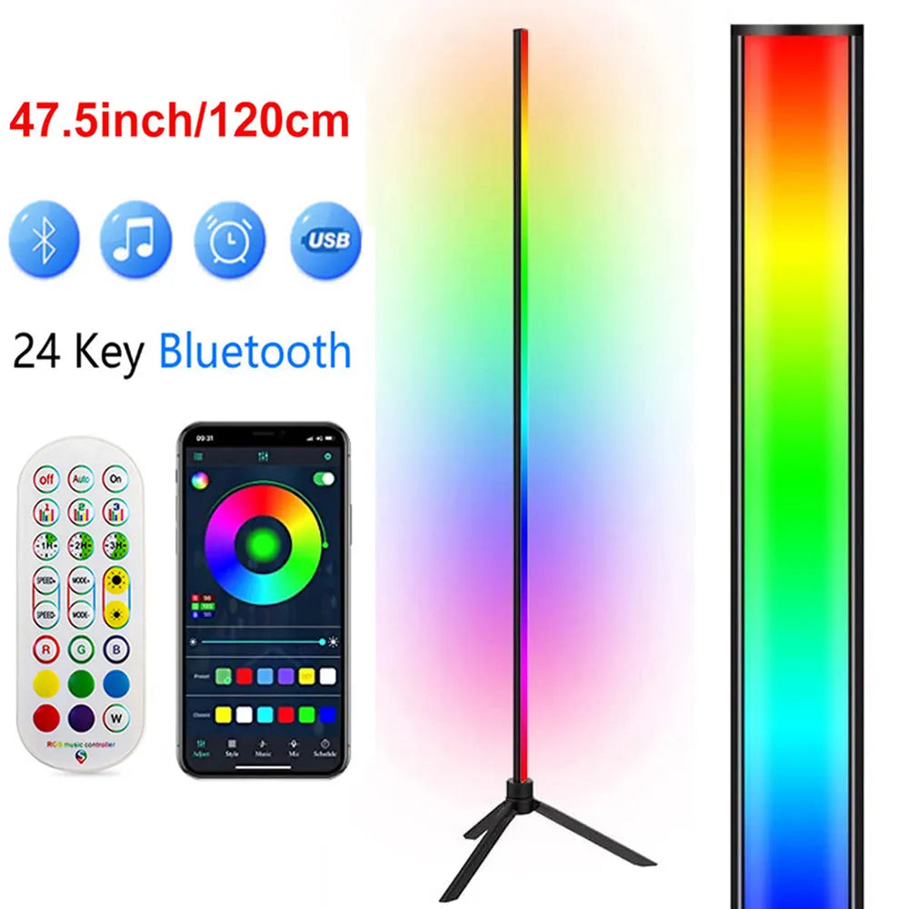 Voice Control RGB Corner Floor Lamp - Crystal Decor Shop