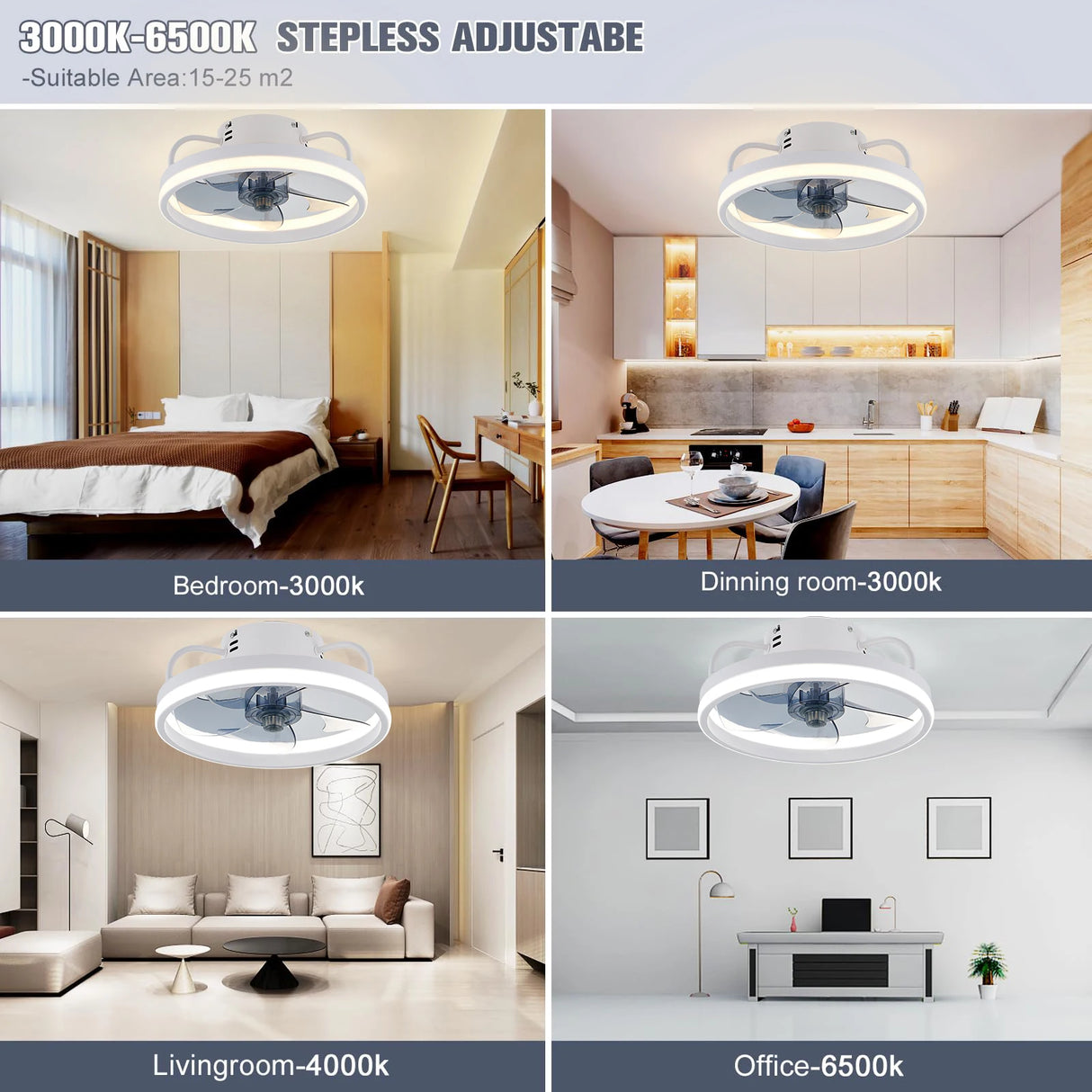 LED Ceiling Light Fan With Remote Control - Crystal Decor Shop