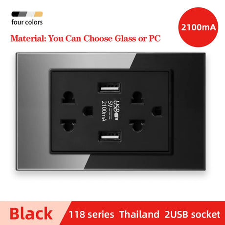 Herepow 118 Series Thailand American Standard Dual USB Wall Socket Smart Home Appliance Plug Adapter Type-c 3.1A Fast Charging - Crystal Decor Shop