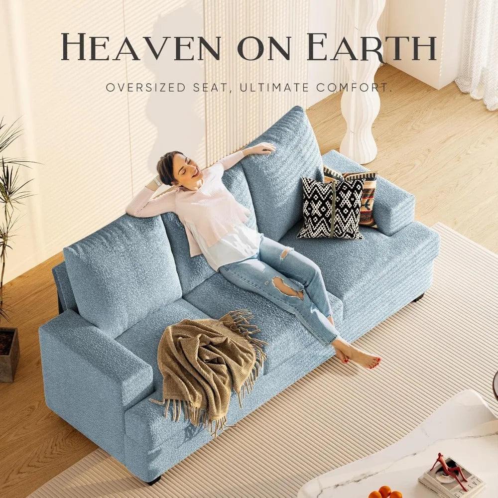 Couches for Living Room, 89" Sofa Couch with Extra Deep 3 Seats, Tool-Free Setup Sofa Bed, Modern Cotton Chenille Fabric Sleeper