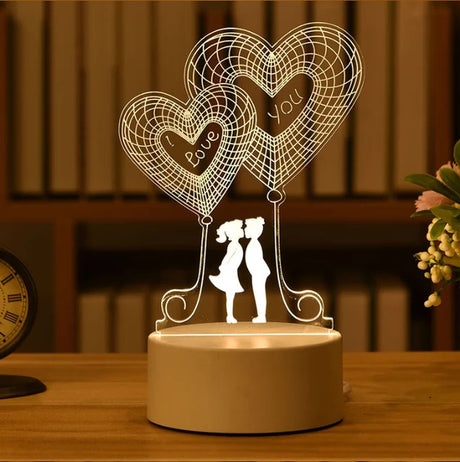 Romantic Love 3D Acrylic Led Lamp - Crystal Decor Shop