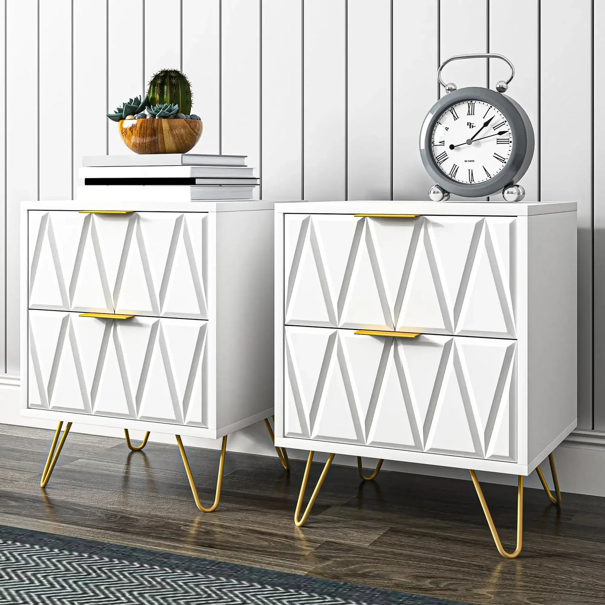 Nordic Gold Accent Nightstand - Crystal Decor Shop
