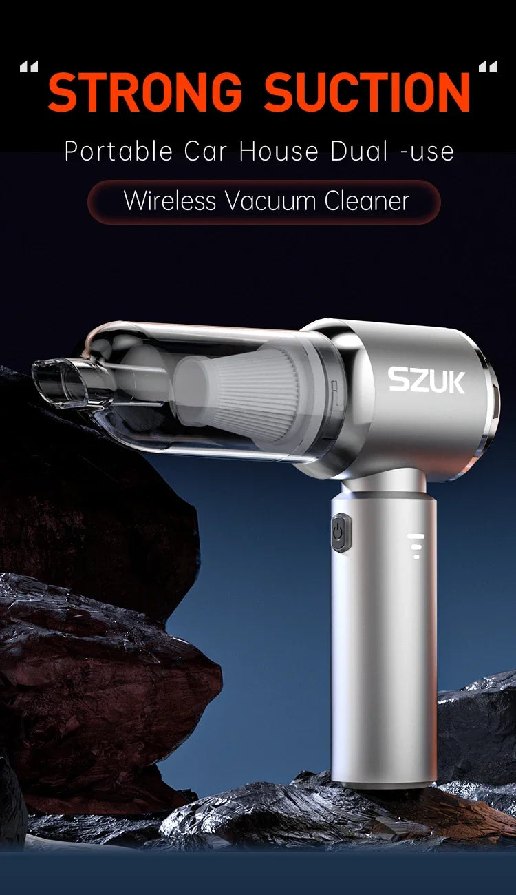 SZUK Vacuum Cleaner Car Wireless Handheld Home Portable Cleaning Mini Suction Powerful Machine Strong Appliance Auto Cleaners - Crystal Decor Shop