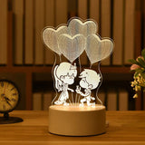 Romantic Love 3D Acrylic Led Lamp - Crystal Decor Shop