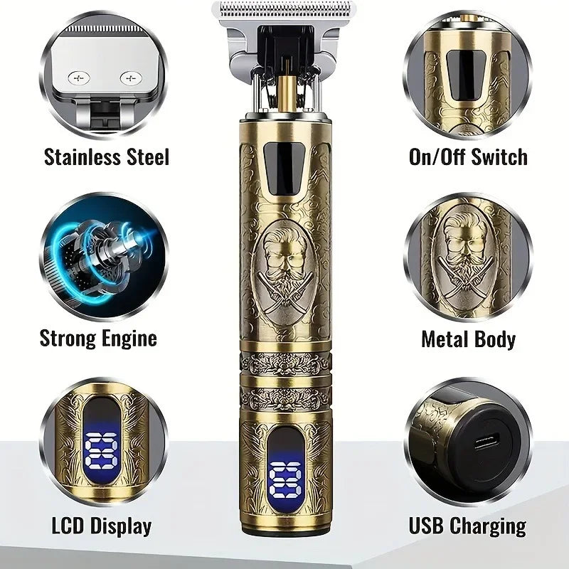 LCD Display T9 Electric Hairber 0mm Shaver Hair Trimer Home Appliances Travel Barber Razors Shaving Machine for Men Trimmer Man - Crystal Decor Shop
