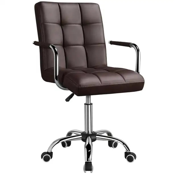 Faux Leather Swivel Office Chair - Crystal Decor Shop