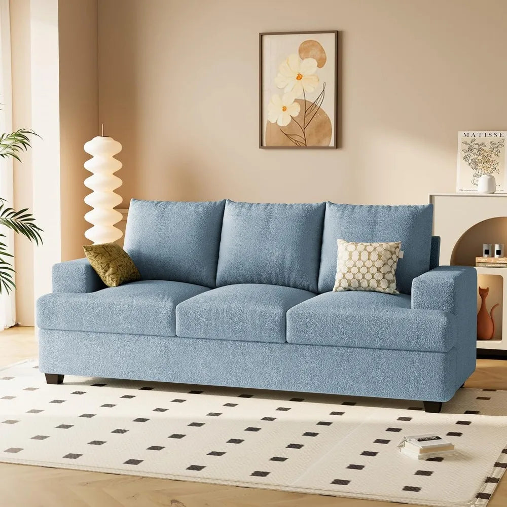 Couches for Living Room, 89" Sofa Couch with Extra Deep 3 Seats, Tool-Free Setup Sofa Bed, Modern Cotton Chenille Fabric Sleeper