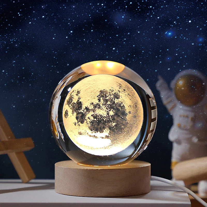 3D Moon Crystal Ball Astronomy Galaxy Solar System - Crystal Decor Shop